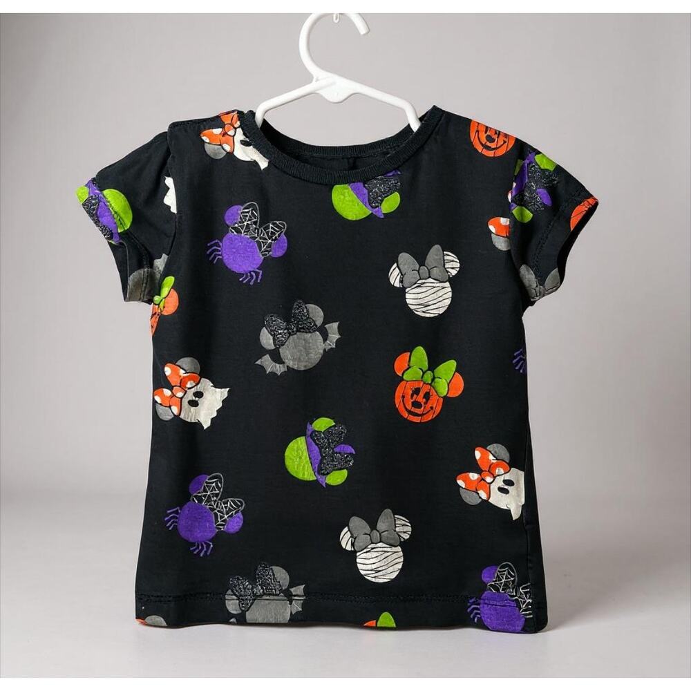 Disney Store Kids Halloween Mickey Pumpkin Ghost Bat Graphic T-Shirt‎ XS Black
